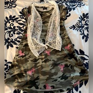 Pink Violet Camo Horse Dress with Scarf Size 7/8